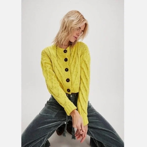 FP Free People Bonfire Cable Knit Cardi - Picture 1 of 6